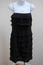 Kay Unger 8 M Little Black Dress Silk Tiered Ruffled Sheath Cocktail - £23.62 GBP