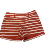 Ann Taylor Petite Women&#39;s Striped Shorts 4P Red Orange White Cotton Blend - £14.61 GBP