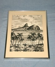 1975 Signed Art Picture Pen &amp; Ink Rio De Janeiro Brazil A. Batista Sugarloaf Mt - £148.73 GBP