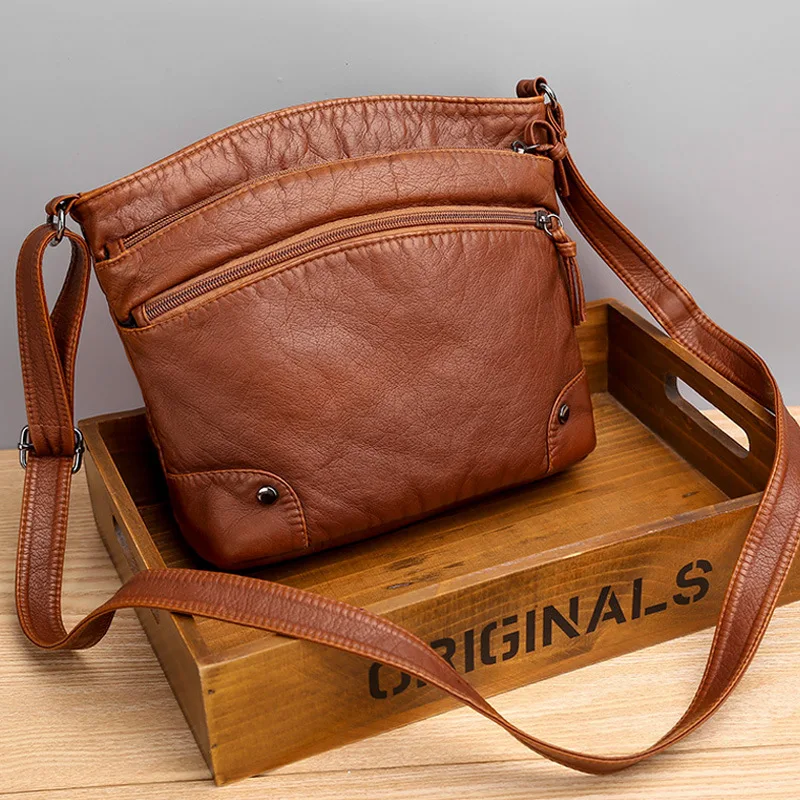 Soft Leather Women&#39;s Bag New Korean Version Shoulder Bag Retro Small Was... - £16.02 GBP