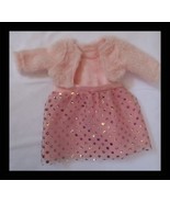 OG Doll Pink Dress With Gold Trim and Pink Fluffy Sweater Fits Any 18&quot; Doll - $24.31 CAD
