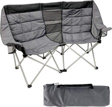 Black Grey Double Love Seat Heavy Duty Oversized Padded Camping Chair From - £83.33 GBP