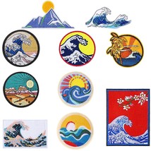 11 Pieces Wave Off Kanagawa Patch Embroidered Applique Badge Iron On Sew... - £14.11 GBP