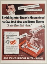 1951 Print Ad Schick-Injector Razor &amp; Blades for Father&#39;s Day Man Shaving - £13.78 GBP