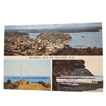 Postcard Russell Bay Of Islands Long Beach Hone Hekes Flag Pole New Zealand - $5.03