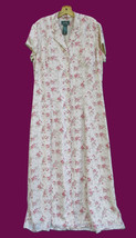 LRL Ralph Lauren 100% Silk Maxi Dress Pink Rosebuds Roses Size 14 Cottag... - $71.25