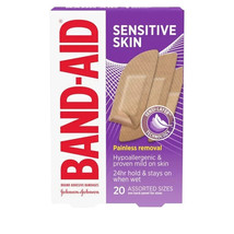 Band Aid Brand Adhesive Bandages for Sensitive Skin, Assorted, 20 ct 1 Pack - $9.97