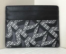 New Michael Kors Cooper Tall card case PVC with Leather Black / White Multi - $33.15