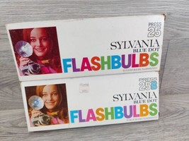 Lot of 2 Vintage Sylvania Blue Dot Press 25B Flashbulbs-Clear and Blue-T... - $32.75