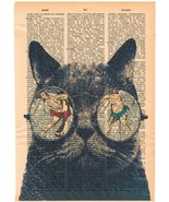 Artnwordz ME-OW Cat with Sumo Wrestling Glasses Dictionary Page Art - €21,30 EUR