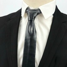 Black Neck Tie Genuine Lambskin Real Men Stylish Partywear Leather Wedding - £26.89 GBP