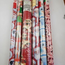 Lot Of 6 New Christmas Wrapping Paper Rolls 352+ Square Feet Plus Partial Rolls - £32.89 GBP