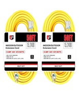 2 Pack 50 Ft Lighted Outdoor Extension Cord - 12/3 Sjtw Heavy Duty Yello... - £85.73 GBP