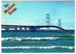 Michigan Postcard The Mackinac Bridge Lakes Michigan and Huron - £1.70 GBP