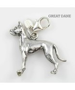 Great Dane Dog Charm 3 Dimensional Solid Sterling Silver - $872.96 MXN
