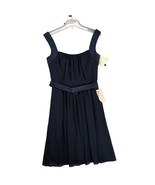 Vtg After Six Midnight Blue Satin Cocktail Dress Size 10, Chiffon Midi S... - $49.23 CAD