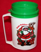 Vintage HAPPY HOLIDAYS Aladdin Insulated Travel Mug Cup Santa Claus Chri... - $24.74
