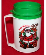 Vintage HAPPY HOLIDAYS Aladdin Insulated Travel Mug Cup Santa Claus Chri... - £19.37 GBP