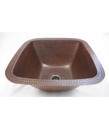 15&quot; Square Copper Kitchen Bar Sink in Brushed Sedona with 2&quot; Strainer Drain - £179.78 GBP