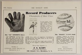 1931 Print Ad Dazzy Vance Baseball &amp; Booklet, Al Simmons Glove Kahn Brooklyn,NY - £16.66 GBP