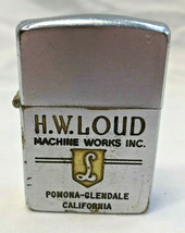 Vtg 1950-57 Chrome Zippo Lighter H.W. Loud Machine Works California Pat 2517191 - $89.95