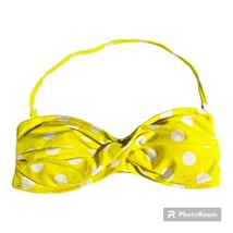 Arizona Jean Company Bikini Top X-Small Neon Yellow Polka Dot Twist Band... - $9.49