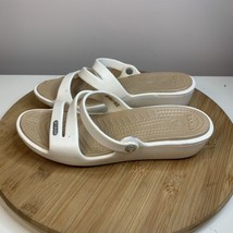 CROCS Patricia Wedge Slide Sandal Womens Size 6 White Comfort Shoes - $29.69