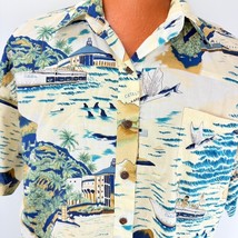 Barefoot Babe Hawaiian Aloha M Shirt Cruise Ship Flying Fish Islands Tro... - $37.49
