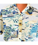 Barefoot Babe Hawaiian Aloha M Shirt Cruise Ship Flying Fish Islands Tro... - $37.49