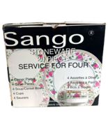 SANGO ROSEBUD STONEWARE 20 Piece Dinnerware Service for 4 NOS 8809-20 - £74.29 GBP