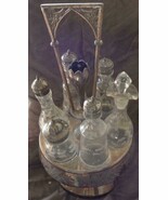 Vintage Silver Plate Condiment Caddy with Etched Glass Condiment Jars  N... - $3,198.66 MXN