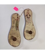 Wooden Sandals Decorative Folk Art Wall Hanging With Pegs Rustic Home Decor - $340.95 MXN