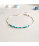 Layered turquoise 925 sterling silver bracelet,beaded stacking gemstone ... - £28.57 GBP