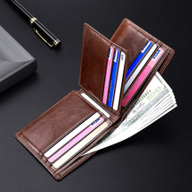 Anti-magnetic Theft Brush Retro Oil Leather Wallet Smooth Touch RFID Business Me - £15.98 GBP+