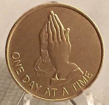 100 Praying Hands One Day At A Time Medallion AA Chip Serenity Prayer - £95.92 GBP