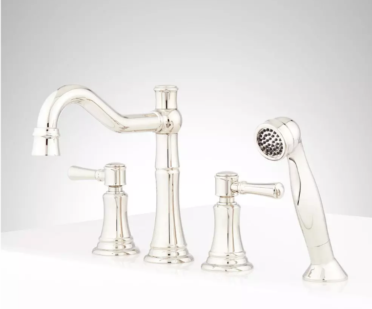 New Polished Nickel St. Martin 4-Hole Roman Tub Faucet Trim with Hand Sh... - $339.95