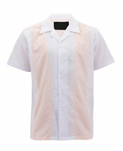 Men’s Two Tone Button Down Retro Guayabera Bowling Shirt w/ Defect L - $15.83