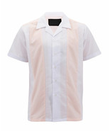 Men’s Two Tone Button Down Retro Guayabera Bowling Shirt w/ Defect L - $21.65 CAD