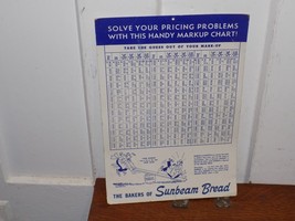 Vintage Sunbeam Bread Bakers Mark Up Pricing Chart cardboard Sign - $553.60 MXN