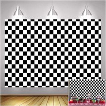 Black and WhiteRacing Checker Texture Grid Birthday Chess Board Theme Photograph - £21.67 GBP