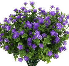 Artificial Flowers, Fake Artificial Greenery Uv Resistant No Fade Faux, Purple - $35.93