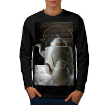 Vintage Kettle Old Food Tee Big Teapot Men Long Sleeve T-shirt - £12.15 GBP