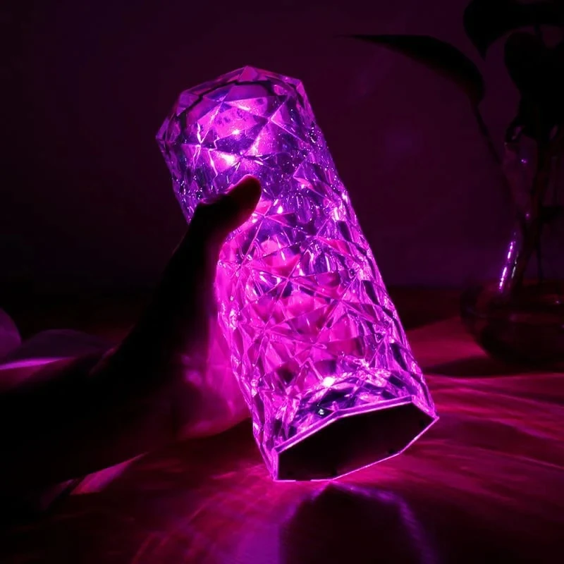 Rechargeable 16 Colors RGB Rose LED Night Light Color Changing Crystal T... - $7.93