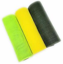 Outdoor Themed 10&quot; Deco Poly Mesh NonMetallic Ribbon Rolls (Sunny Yellow, Grass  - £19.48 GBP