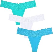 3 Pack Lace Thongs for Women Thong Underwear Women Lace Panties Thin T B... - $12.86