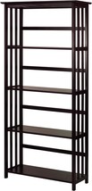 Espresso 5-Shelf Bookcase With A Casual Home Mission Style. - £66.82 GBP