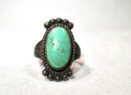 Vintage Sterling Silver Navajo Turquoise Ring Size 5.5 K128 - £46.15 GBP