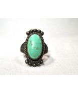 Vintage Sterling Silver Navajo Turquoise Ring Size 5.5 K128 - £46.15 GBP