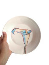 Handmade Ceramic Plate, Calla Lilly Dining Room Wall Decor, Pottery Serv... - £52.18 GBP