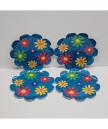 Set of 4 Precidio Melamine Flower Shaped Small Plates 8&quot; Daisy Blue Yell... - $47.35 CAD